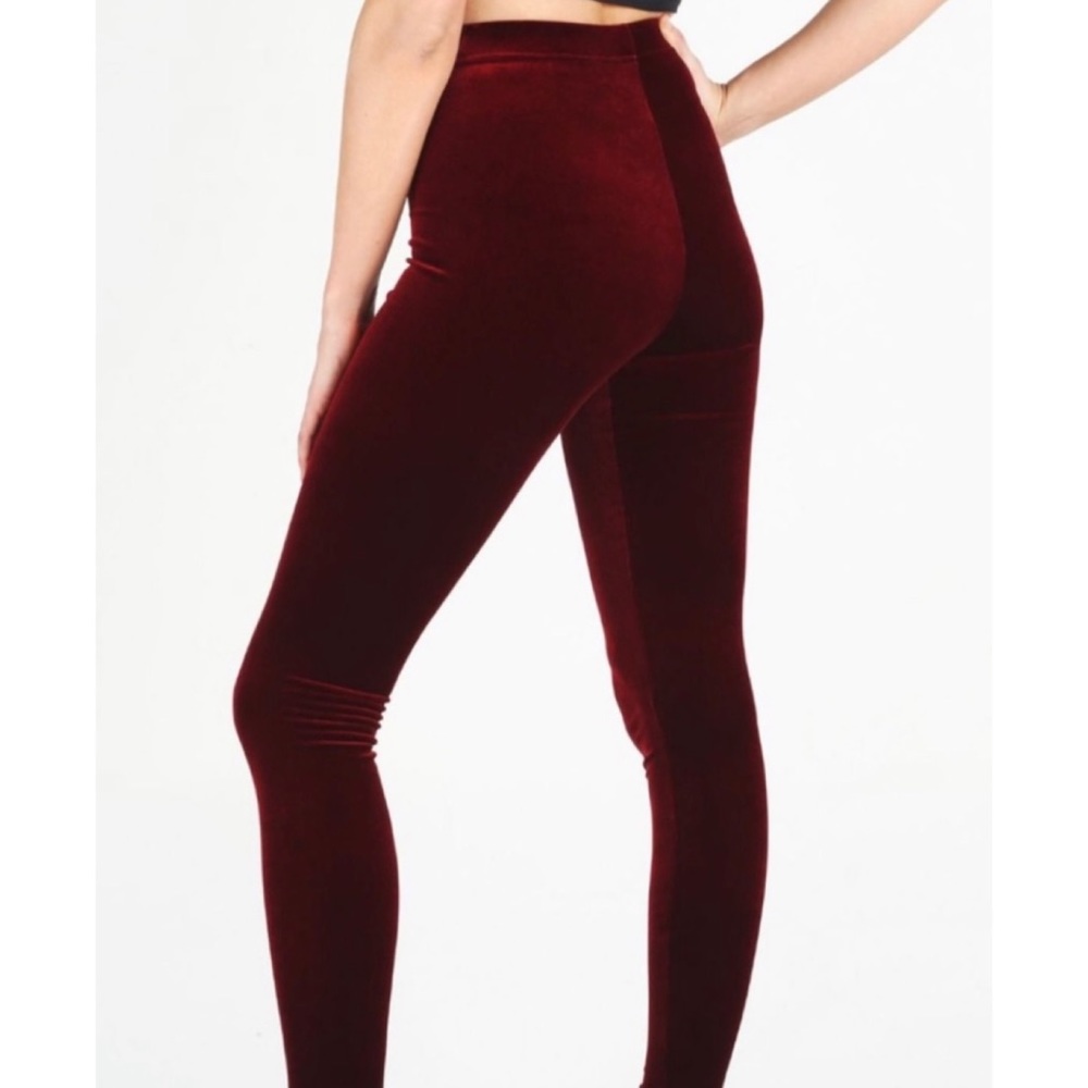 BLACKMILK • Burgundy/Maroon/Mulled Wine High-Waisted Velvet Leggings, XS - Picture 4 of 16